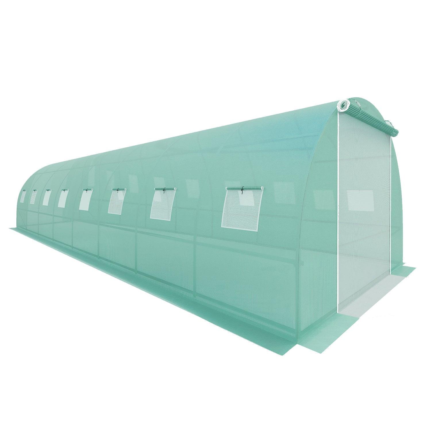 Large 26x10ft Walkin Greenhouse RollUp Doors, Windows, & Sturdy