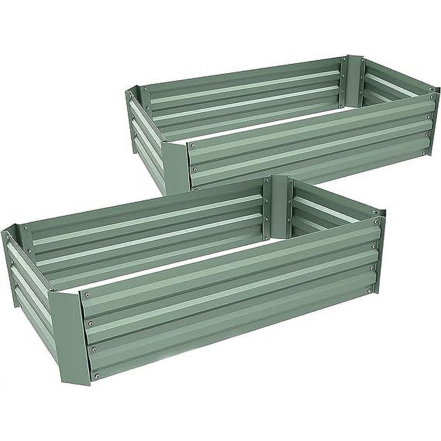 Outdoor Raised Garden Bed 3' x 3' x 1' / 4' x 2' x 1' Galvanized Steel Planter Box - Set of 2