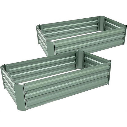 Outdoor Raised Garden Bed 3' x 3' x 1' / 4' x 2' x 1' Galvanized Steel Planter Box - Set of 2