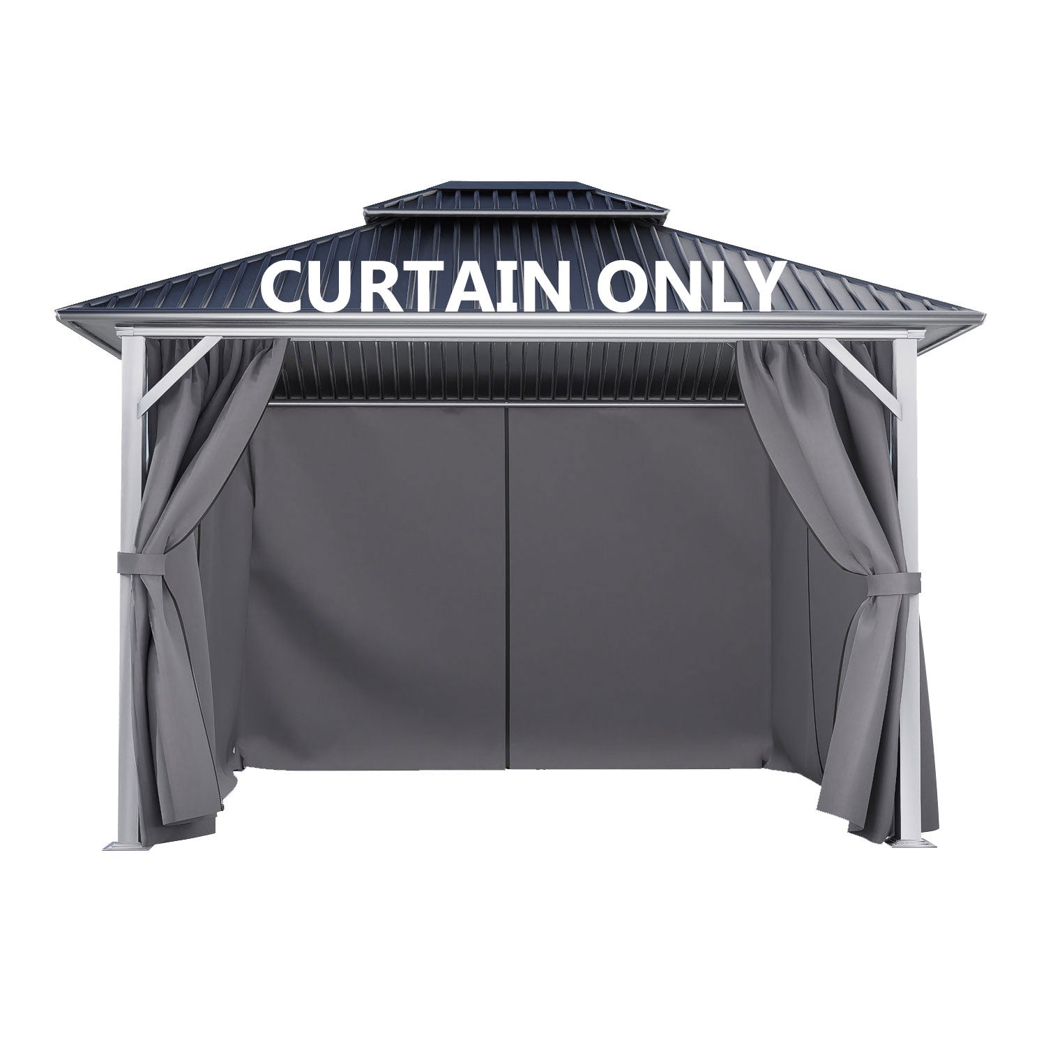 Gazebo Curtain Replacement - Universal 4-Panel Sidewalls 12' x 14',Patio Privacy Curtains with Double Zipper,UV Resistant(Curtain Only)  Aoodor  Gray  