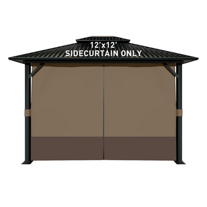 Universal Gazebo Curtain Set for Privacy Side Walls 4 Panels (Curtain Only) - Brown Coffee