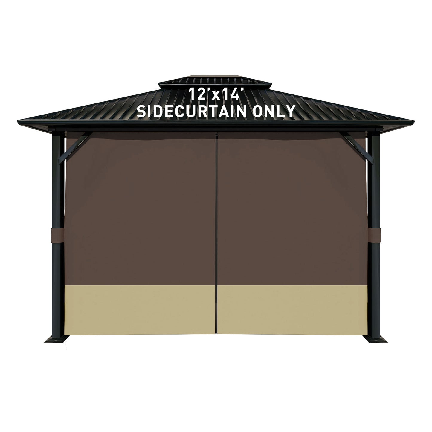 Universal Gazebo Curtain Set for Privacy Side Walls 4 Panels (Curtain Only) - Coffee Khaki