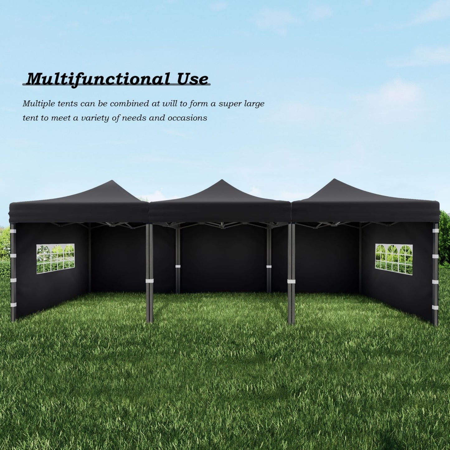 10 x 10 FT. Pop Up Canopy Tent with Windows Sidewalls, 3 Adjustable Heights, with Wheeled Bag