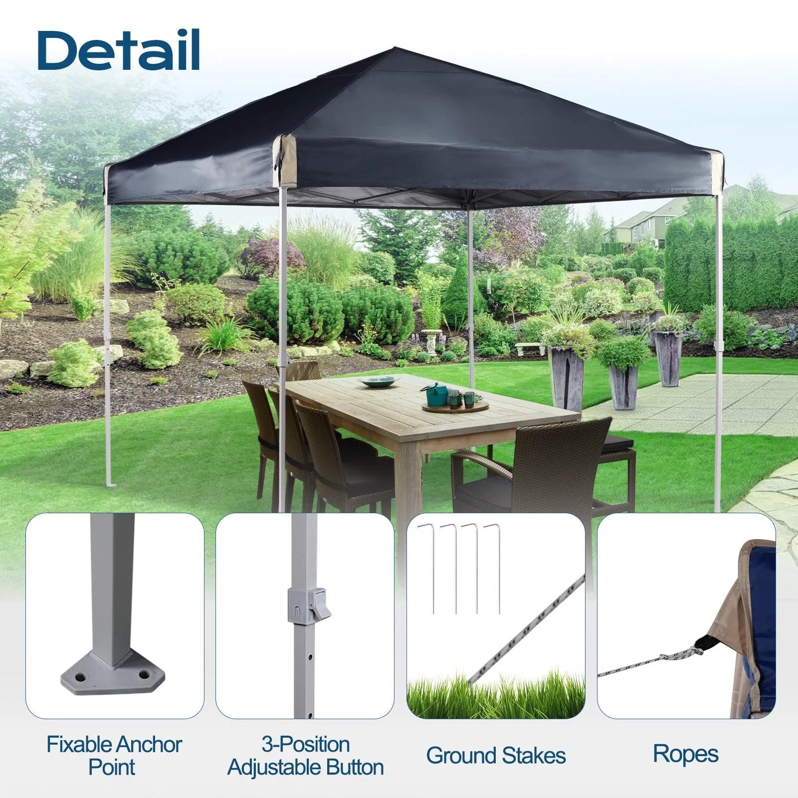 10 x 10 /12 x 12 FT Pop Up Canopy Tent with Roller Bag, Instant Shade Canopy Black Aoodor
