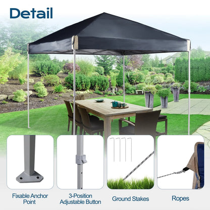 10 x 10 /12 x 12 FT Pop Up Canopy Tent with Roller Bag, Instant Shade Canopy Black Aoodor