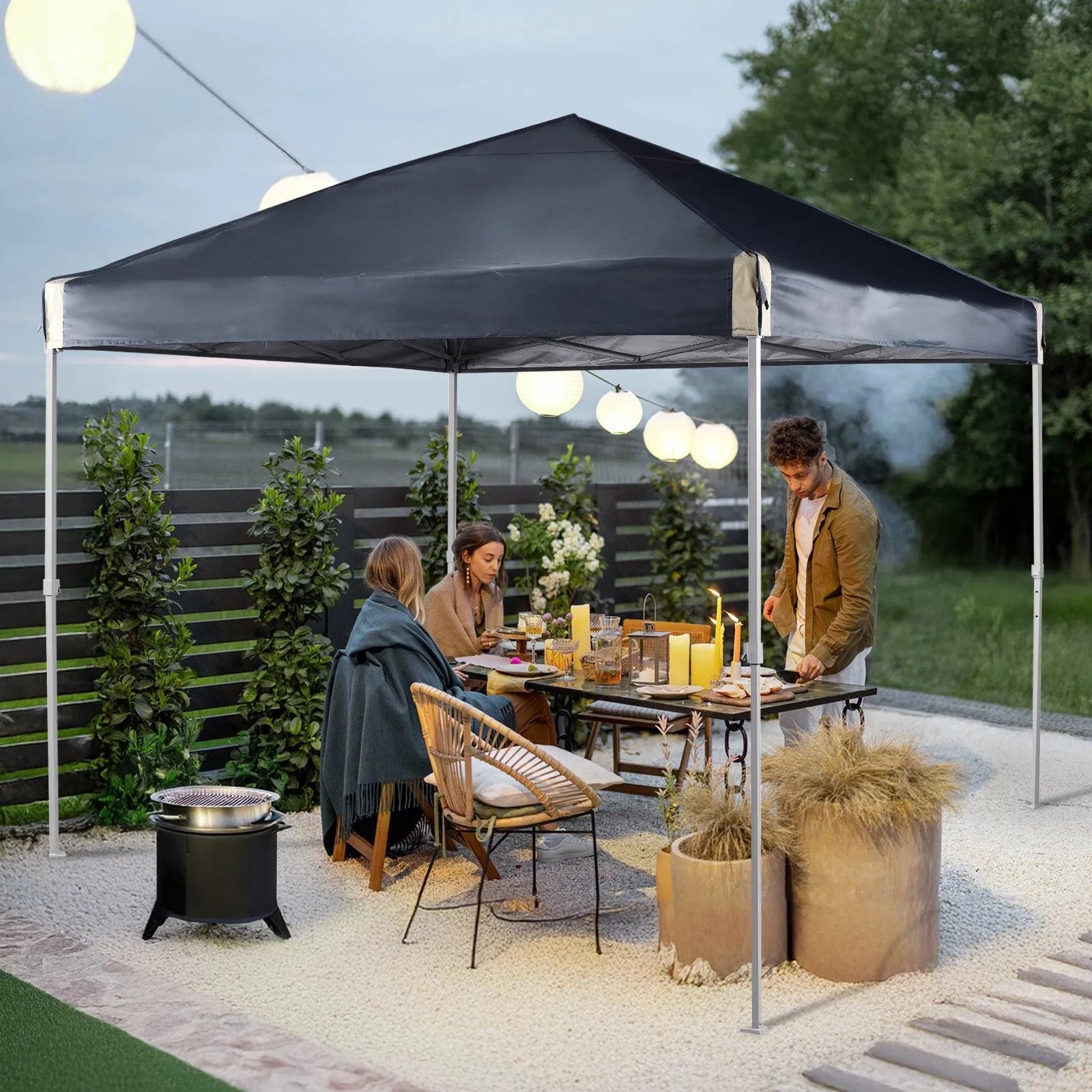 10 x 10 /12 x 12 FT Pop Up Canopy Tent with Roller Bag, Instant Shade Canopy Black Aoodor