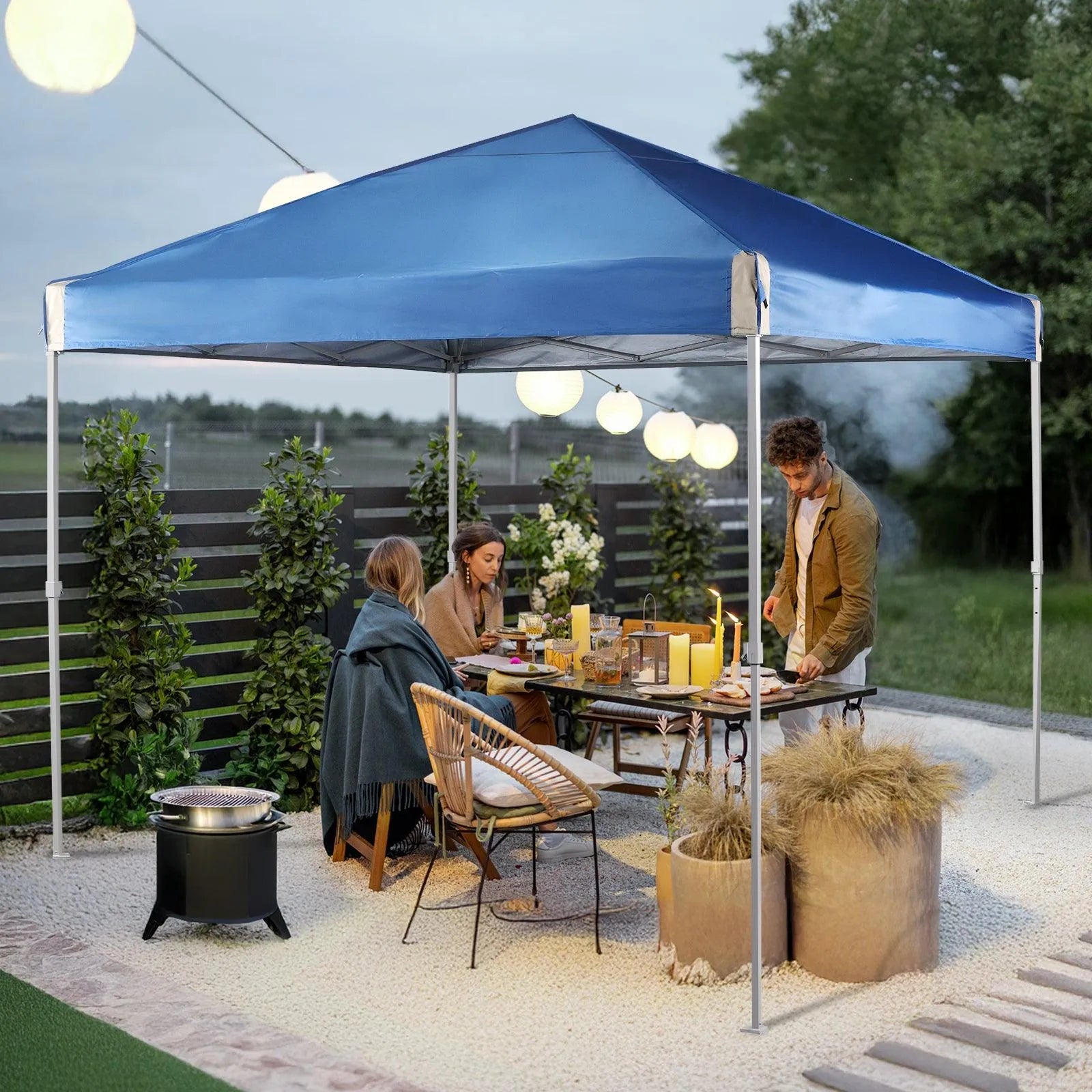 10 x 10 /12 x 12 FT Pop Up Canopy Tent with Roller Bag, Instant Shade Canopy Blue Aoodor