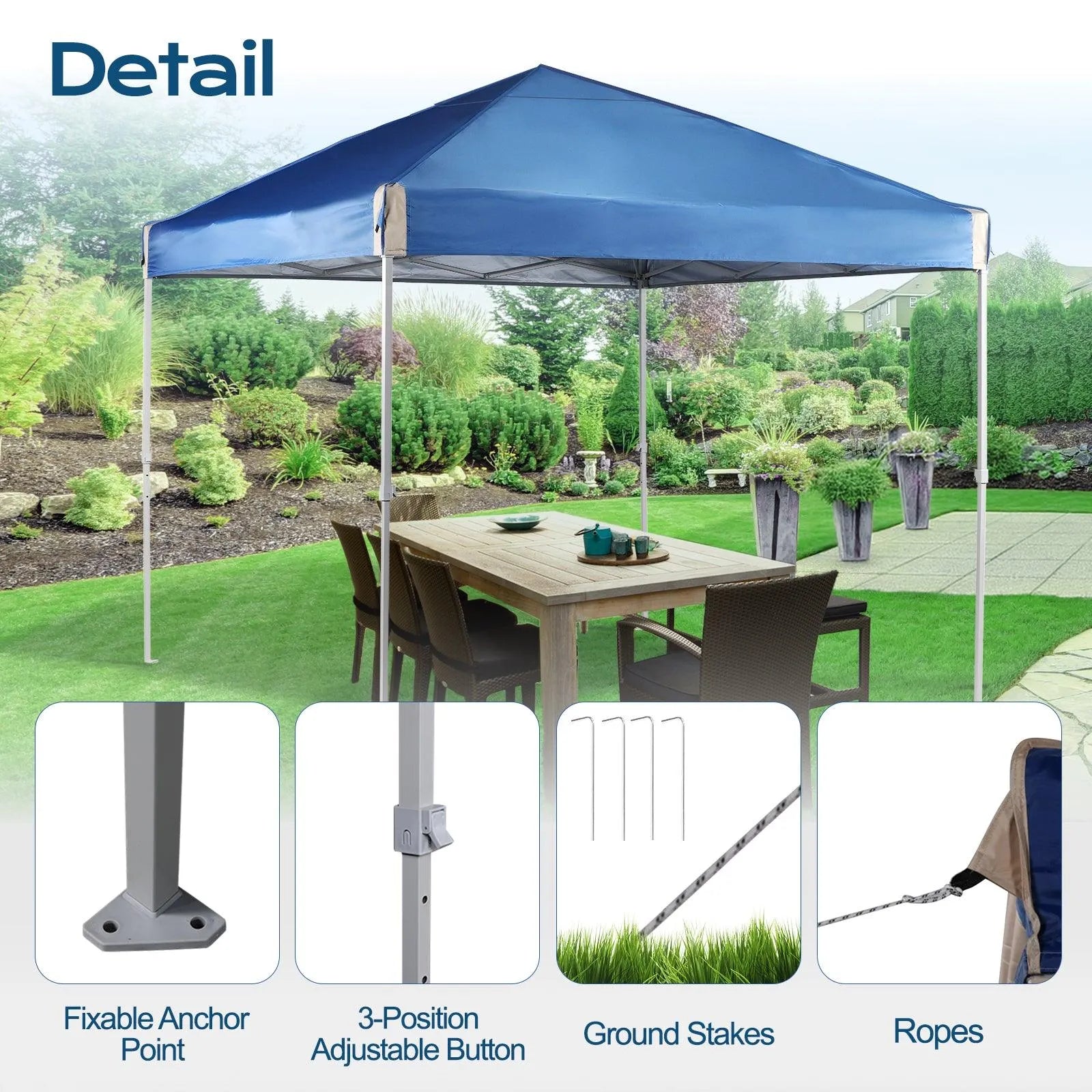 10 x 10 /12 x 12 FT Pop Up Canopy Tent with Roller Bag, Instant Shade Canopy Blue Aoodor