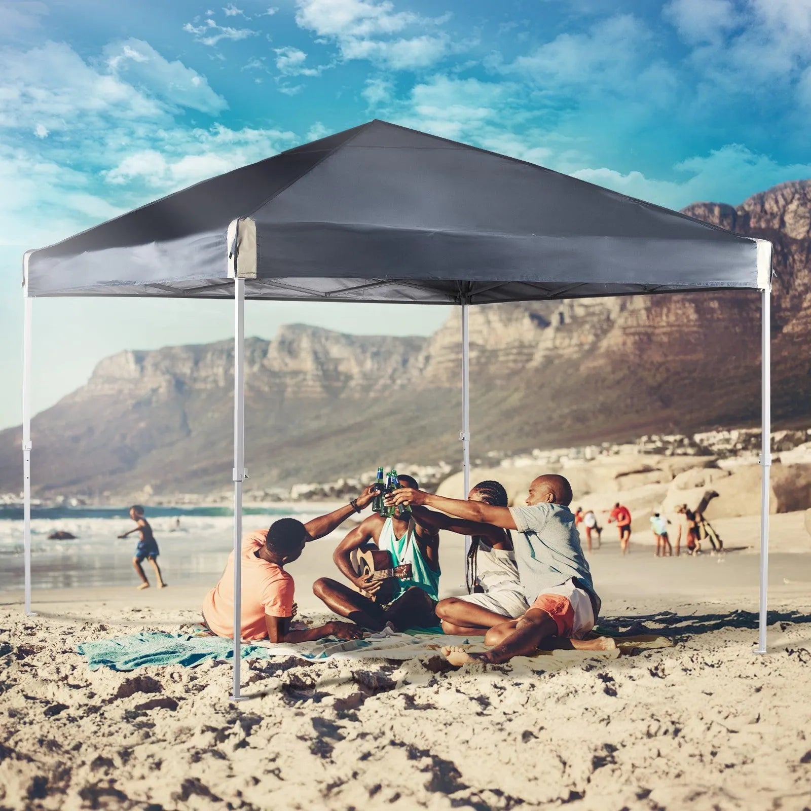 10 x 10 /12 x 12 FT Pop Up Canopy Tent with Roller Bag, Instant Shade Canopy Black Aoodor