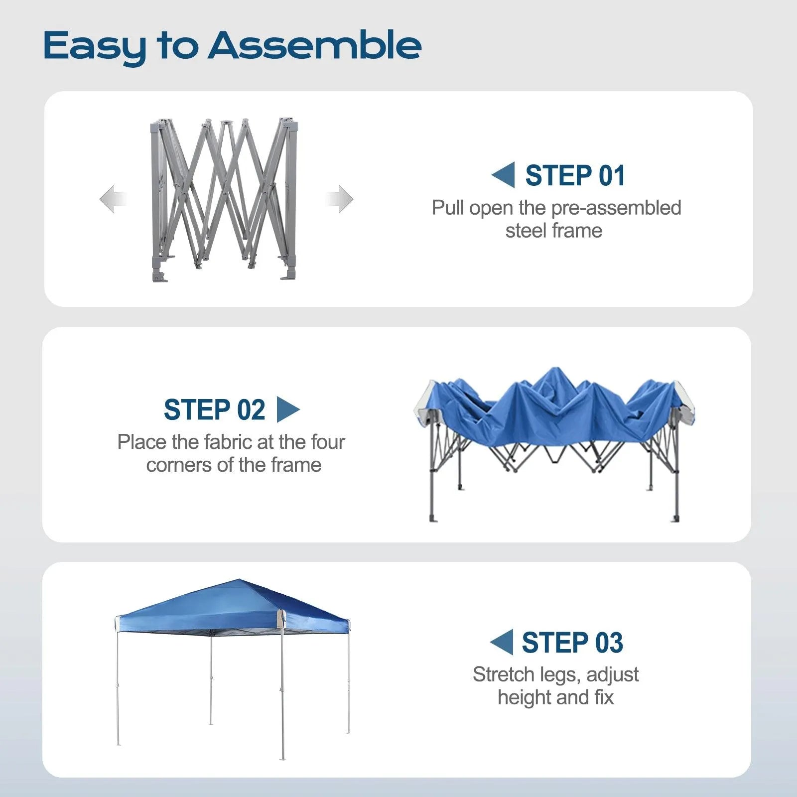 10 x 10 /12 x 12 FT Pop Up Canopy Tent with Roller Bag, Instant Shade Canopy Blue Aoodor