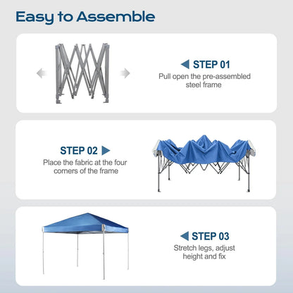 10 x 10 /12 x 12 FT Pop Up Canopy Tent with Roller Bag, Instant Shade Canopy Blue Aoodor