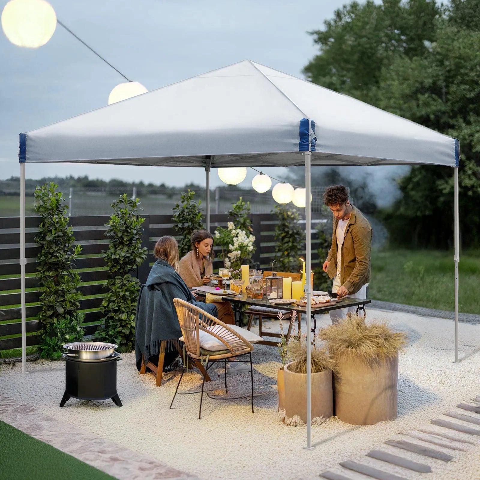 10 x 10 /12 x 12 FT Pop Up Canopy Tent with Roller Bag, Instant Shade Canopy Gray Aoodor