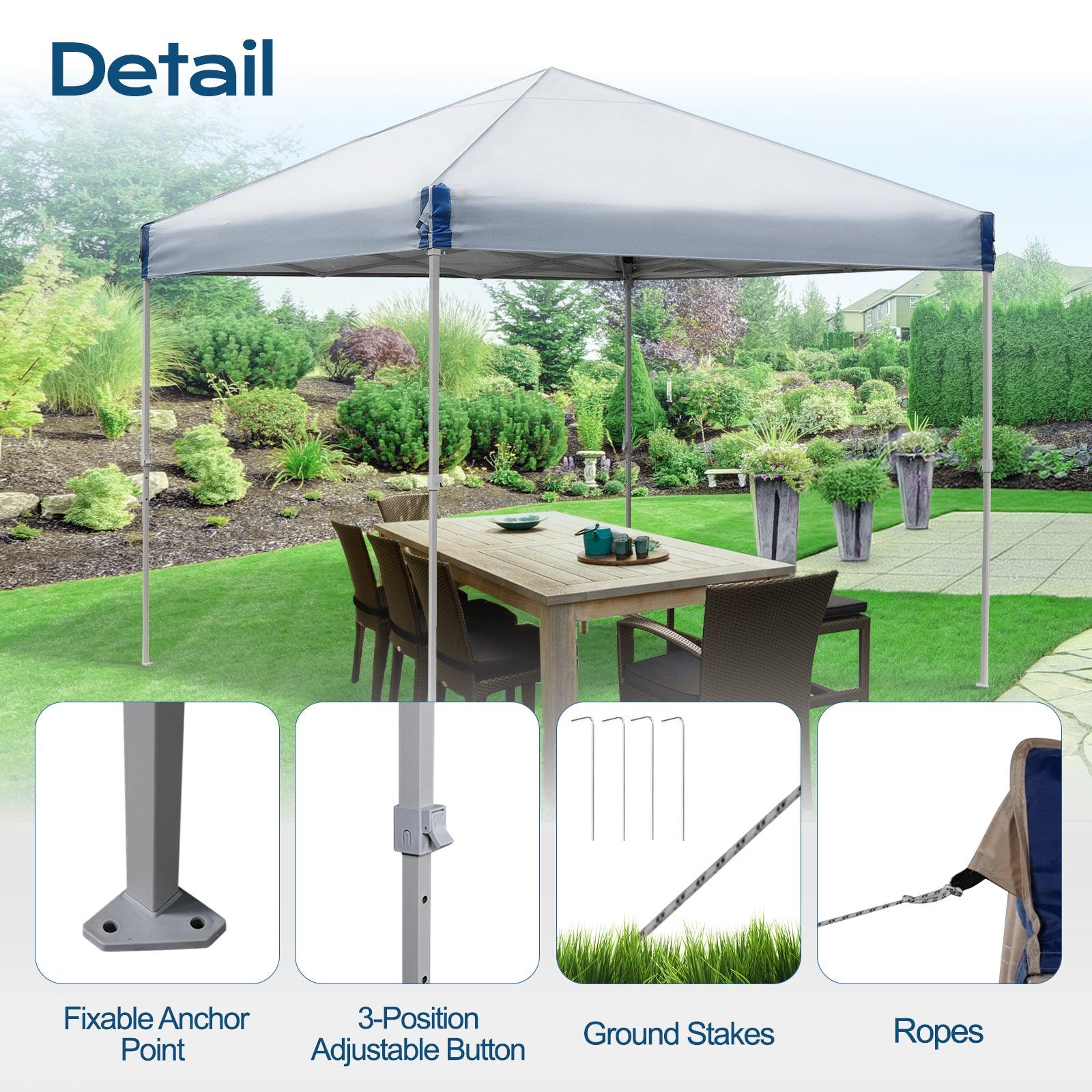 10 x 10 /12 x 12 FT Pop Up Canopy Tent with Roller Bag, Instant Shade Canopy Gray Aoodor