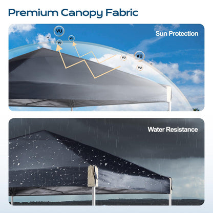 10 x 10 /12 x 12 FT Pop Up Canopy Tent with Roller Bag, Instant Shade Canopy Black Aoodor