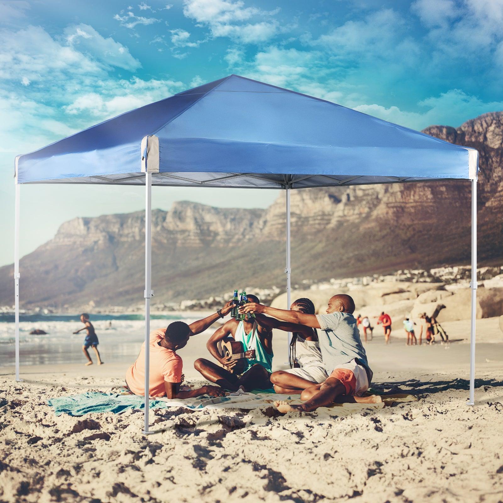 10 x 10 /12 x 12 FT Pop Up Canopy Tent with Roller Bag, Instant Shade Canopy Blue Aoodor