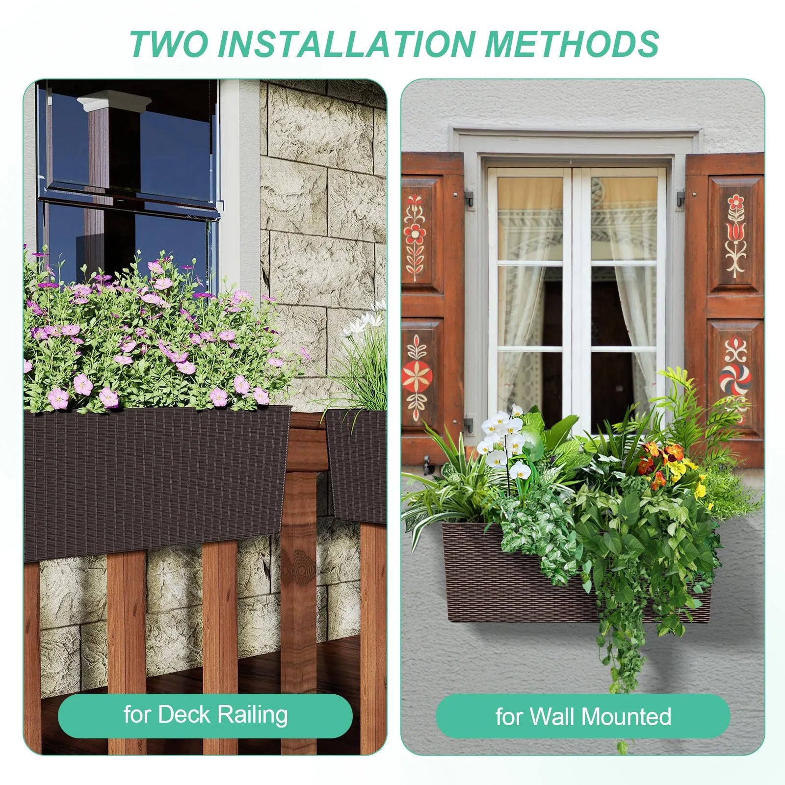 Countryside Railing Planter Outside Railing Planters Galvanized Metal Rectangular Balcony Railing