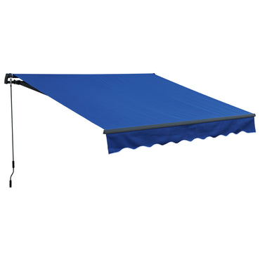 10' x 8' x 5' Retractable Window Awning Sunshade Shelter,Polyester Fabric,with Brackets and Two Wall Bases  Aoodor  Blue  