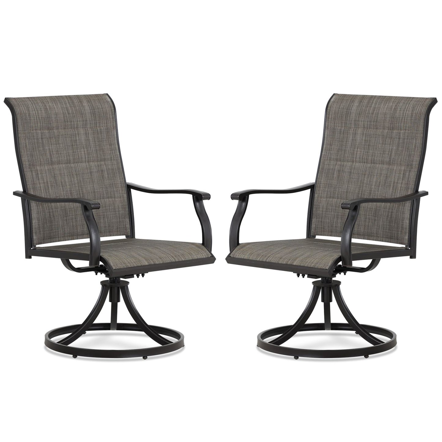 Outdoor 360-degree Swivel Dining Chairs Set of 2, Breathable, Durable High Back Textilene Chair