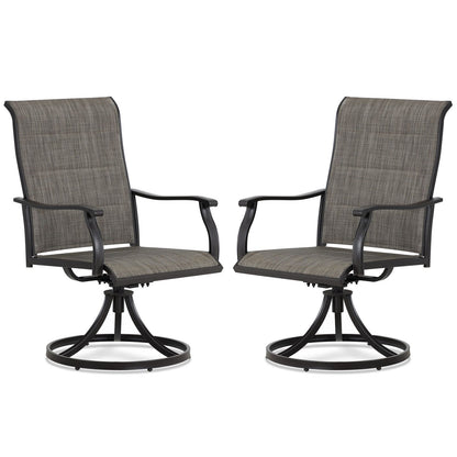 Outdoor 360-degree Swivel Dining Chairs Set of 2, Breathable, Durable High Back Textilene Chair