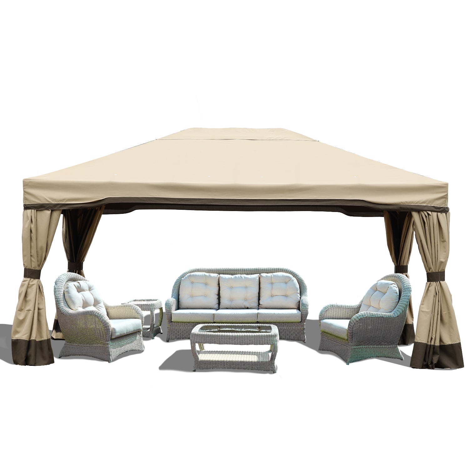 Canopy for 16 x 12 ft. Outdoor Gazebo (Canopy Only)  - Brown  Aoodor    