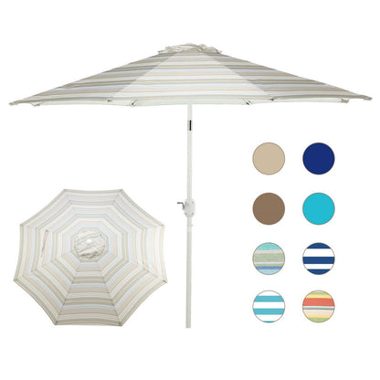 9FT Outdoor Patio Market Umbrella Aluminum Frame with Push Button Tilt Crank and 8 Steel Ribs, UV Protection