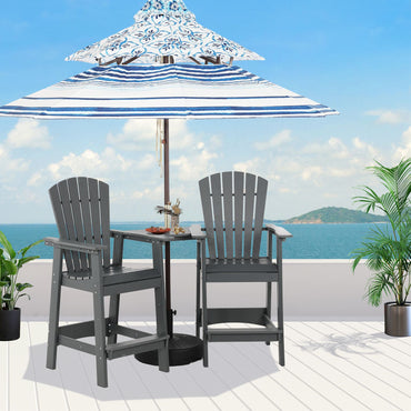 Tall Adirondack Chairs Set of 2,HDPE Patio Bar Stool with Connecting Tray