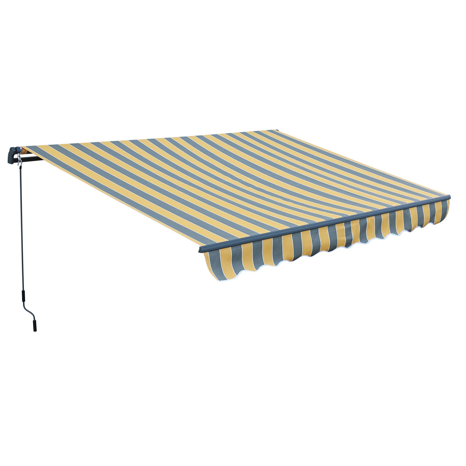 12'x  8' x 5' Retractable Window Awning Sunshade Shelter,Polyester Fabric,with Brackets and Two Wall Bases  Aoodor Gray and Yellow  