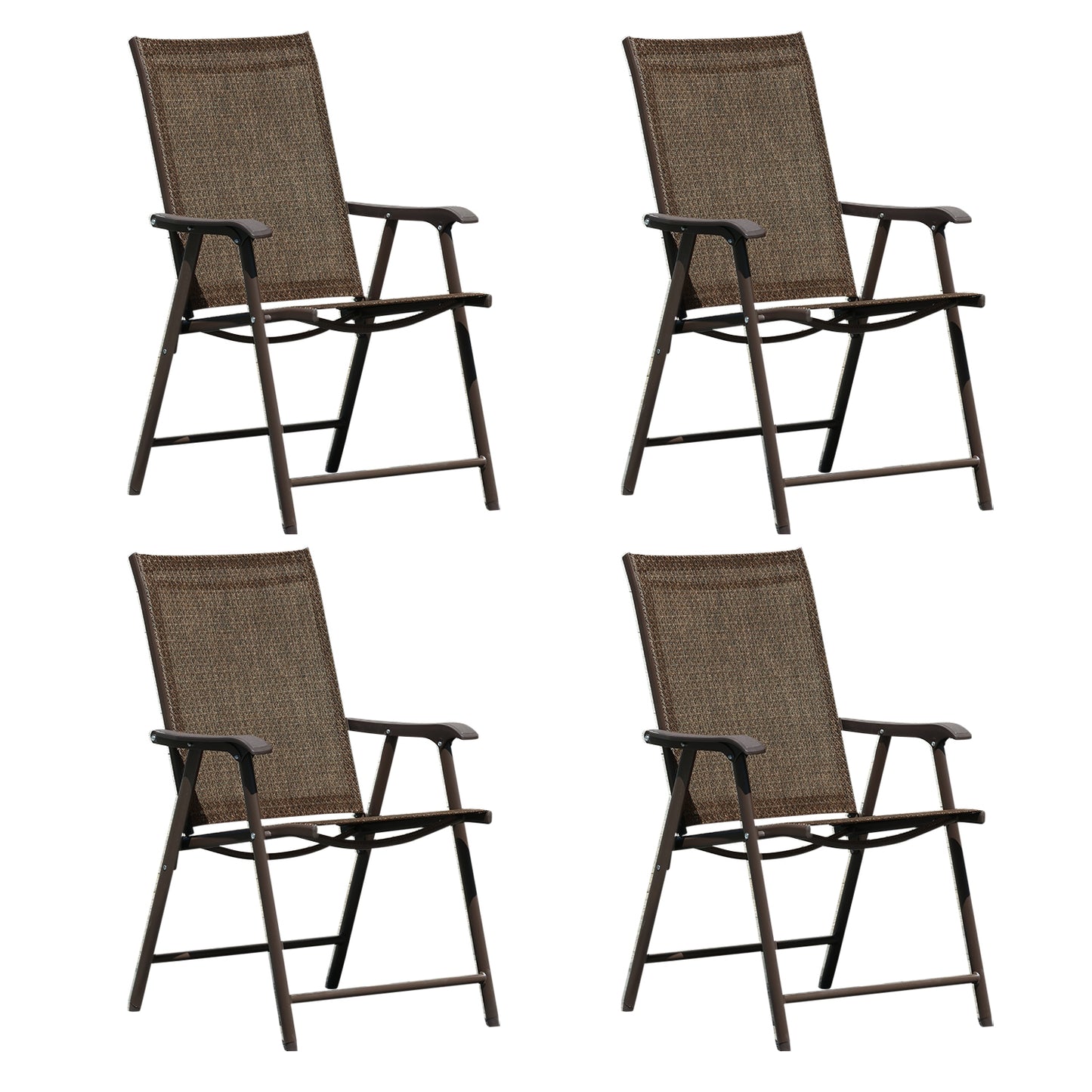 Folding Patio Chairs - Set of 4, Ideal for Patio and Outdoor Use Furniture Aoodor Brown  