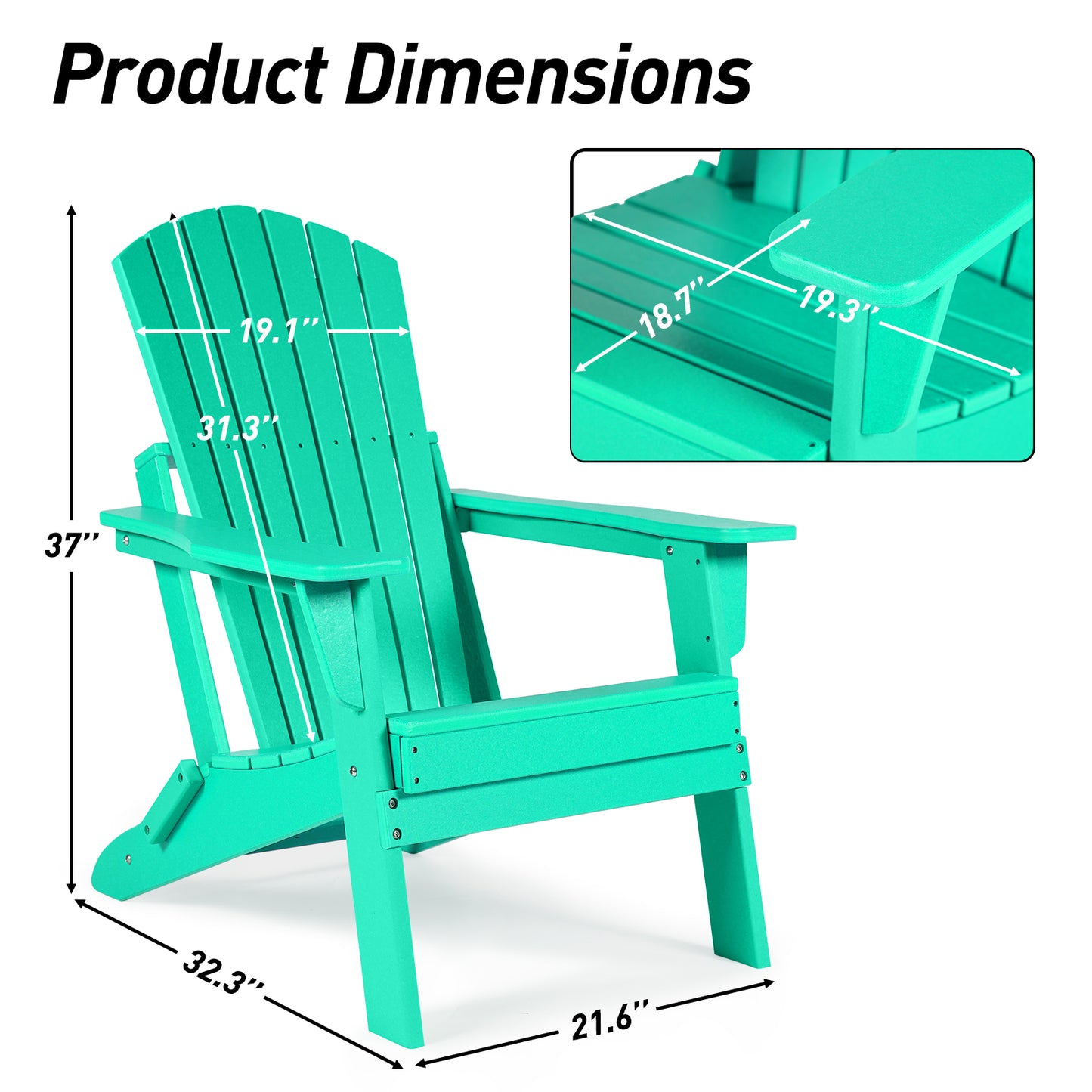 Folding Adirondack Chair 31.5'' (L) x 28.74'' (W) x 37'' (H)