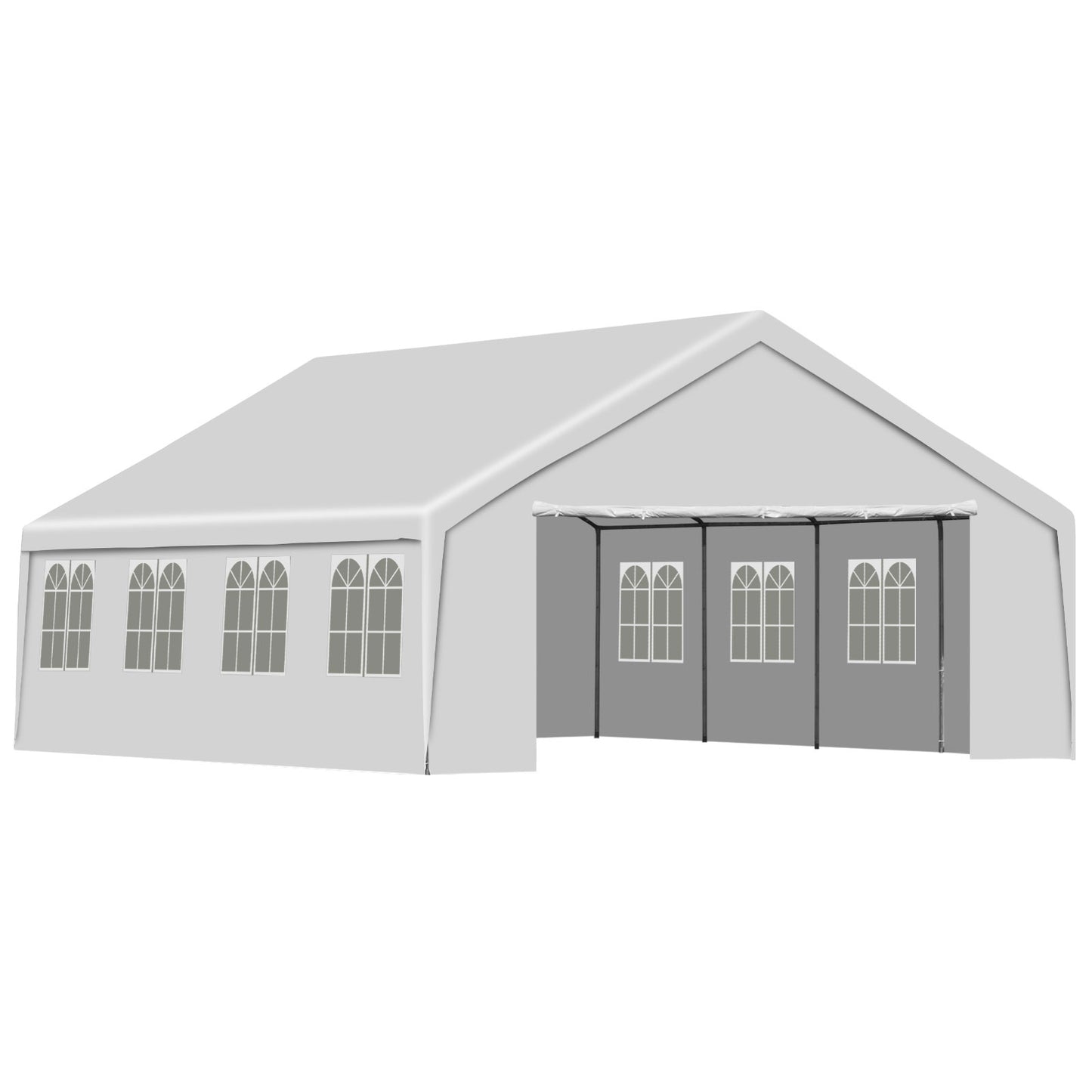 20 x 20 FT. /26 x 20 FT. Marquee Party Tent with Church Window Sidewalls - White  Aoodor    