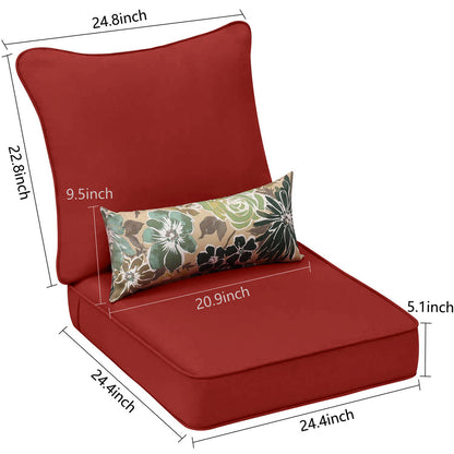 24'' x 24'' Patio Deep Chair Cushion - 2 Back 2 Seater 2 Pillow CUSHION Aoodor