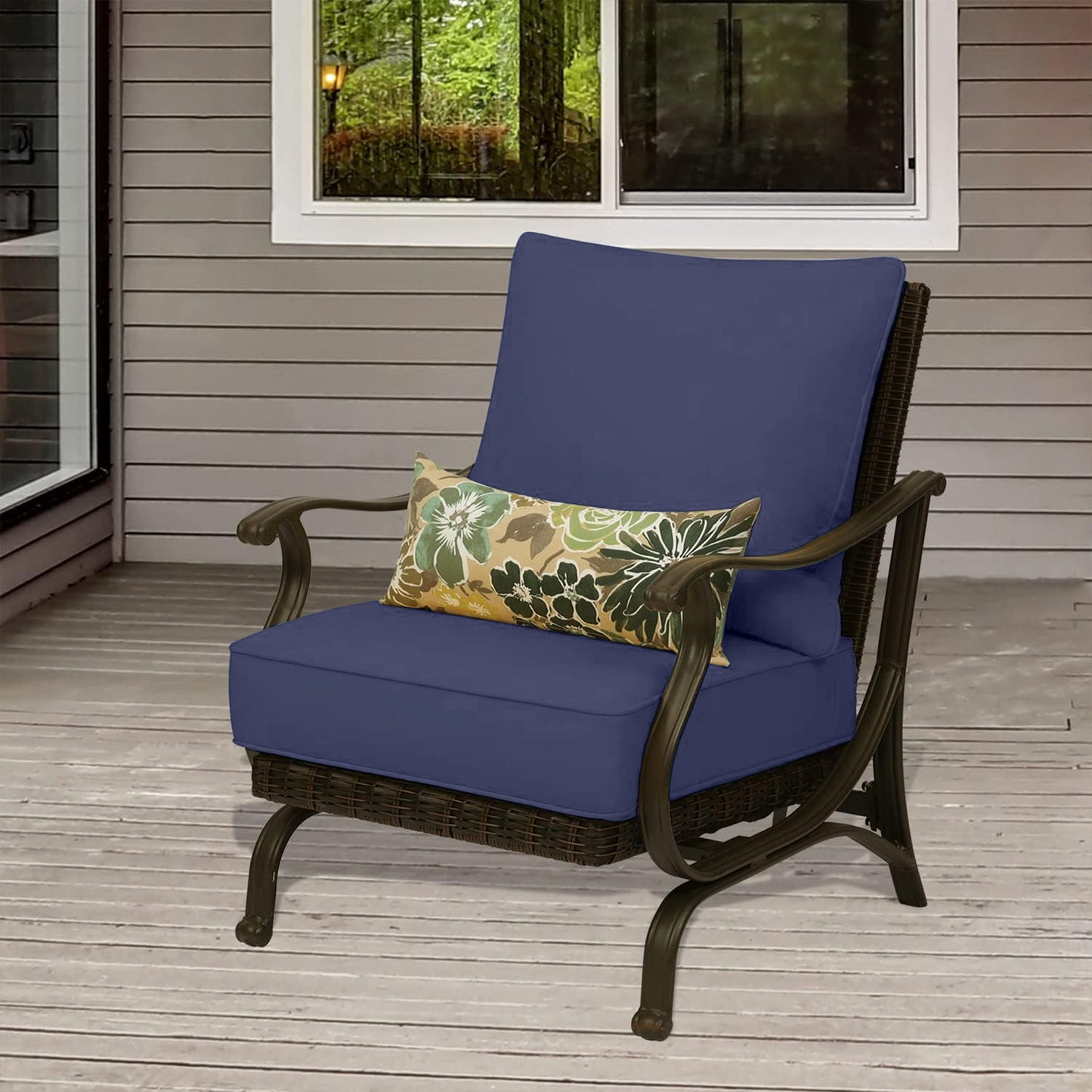 24'' x 24'' Patio Deep Chair Cushion - 2 Back 2 Seater 2 Pillow CUSHION Aoodor  