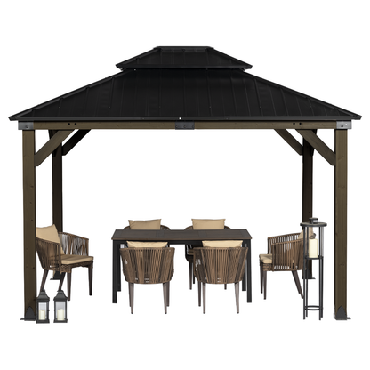 Wood Gazebo,Upgrade Cedar Wooden Frame Gazebo with Galvanized Steel Roof