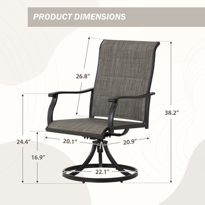 Outdoor 360-degree Swivel Dining Chairs Set of 2, Breathable, Durable High Back Textilene Chair