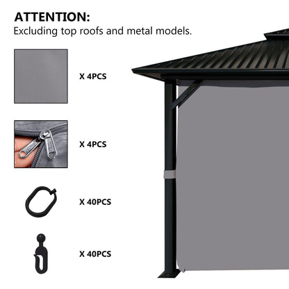 10x10/10x12/10x13/12x12/12x14 ft. Gazebo Curtain Set Protecting Privacy Side Walls 4 Panels (Curtain Only)