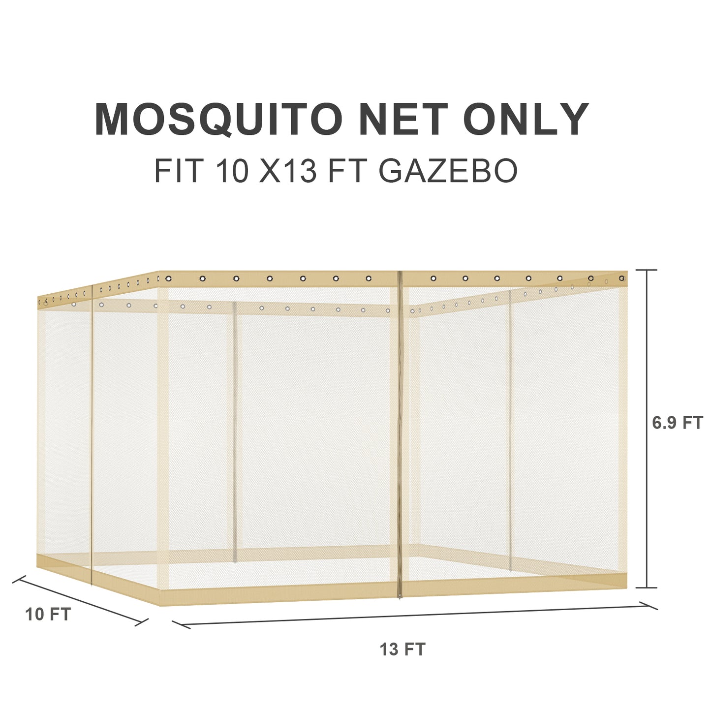 Universal Gazebo Replacement Mosquito Netting Screen 4-Panel Sidewalls with Double Zipper (Only Netting)