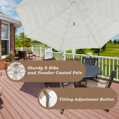 9FT Outdoor Patio Market Umbrella Aluminum Frame with Push Button Tilt Crank and 8 Steel Ribs, UV Protection  Aoodor    