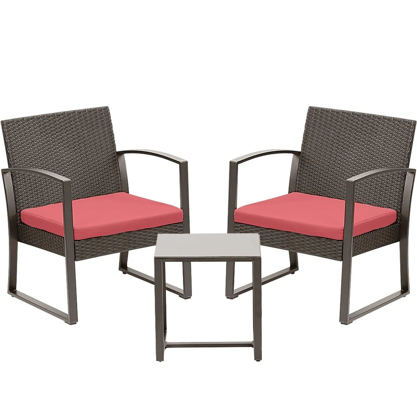 3-Piece Patio Furniture Set - Outdoor Rattan Wicker Chairs with Table, Sofa Set Including Cushions, Ideal for Conversations in Garden or Poolside Furniture Aoodor LLC   