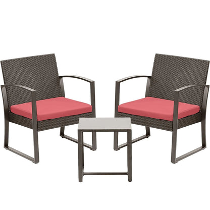3-Piece Patio Furniture Set - Outdoor Rattan Wicker Chairs with Table, Sofa Set Including Cushions, Ideal for Conversations in Garden or Poolside Furniture Aoodor LLC   