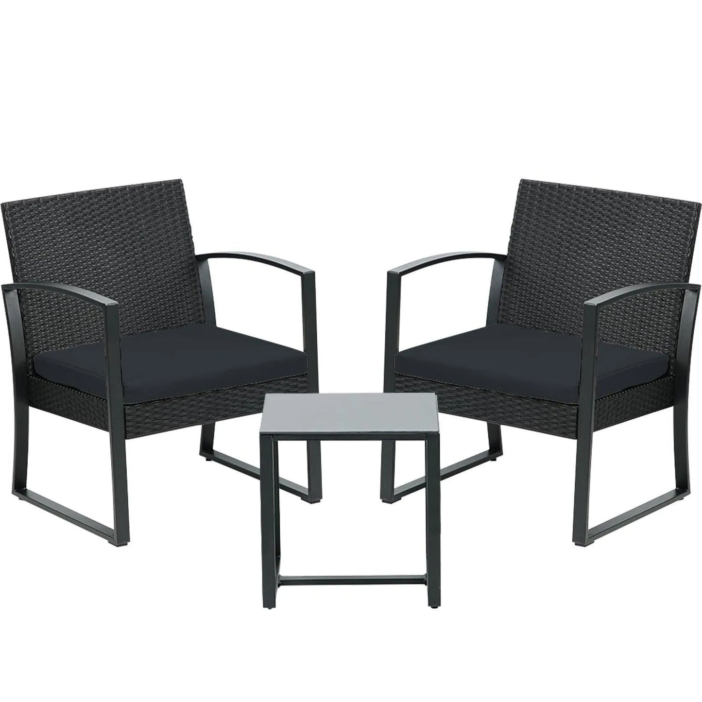 3-Piece Patio Furniture Set - Outdoor Rattan Wicker Chairs with Table, Sofa Set Including Cushions, Ideal for Conversations in Garden or Poolside Furniture Aoodor LLC   
