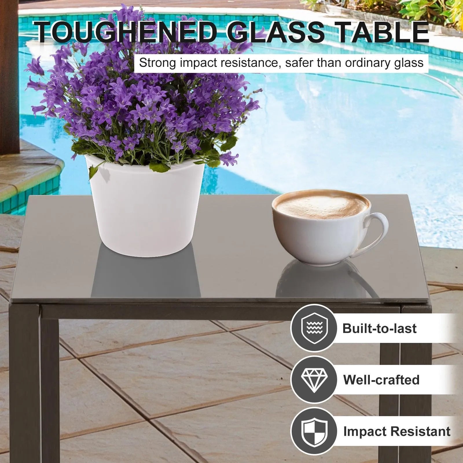 3-Piece Patio Furniture Set - Outdoor Rattan Wicker Chairs with Table, Sofa Set Including Cushions, Ideal for Conversations in Garden or Poolside Furniture Aoodor LLC   