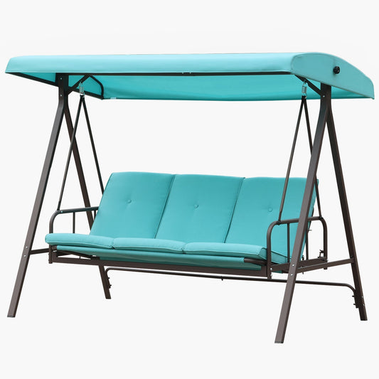 3-Person Outdoor Patio Swing Chair with Adjustable (Only canopy) Furniture Aoodor Blue  