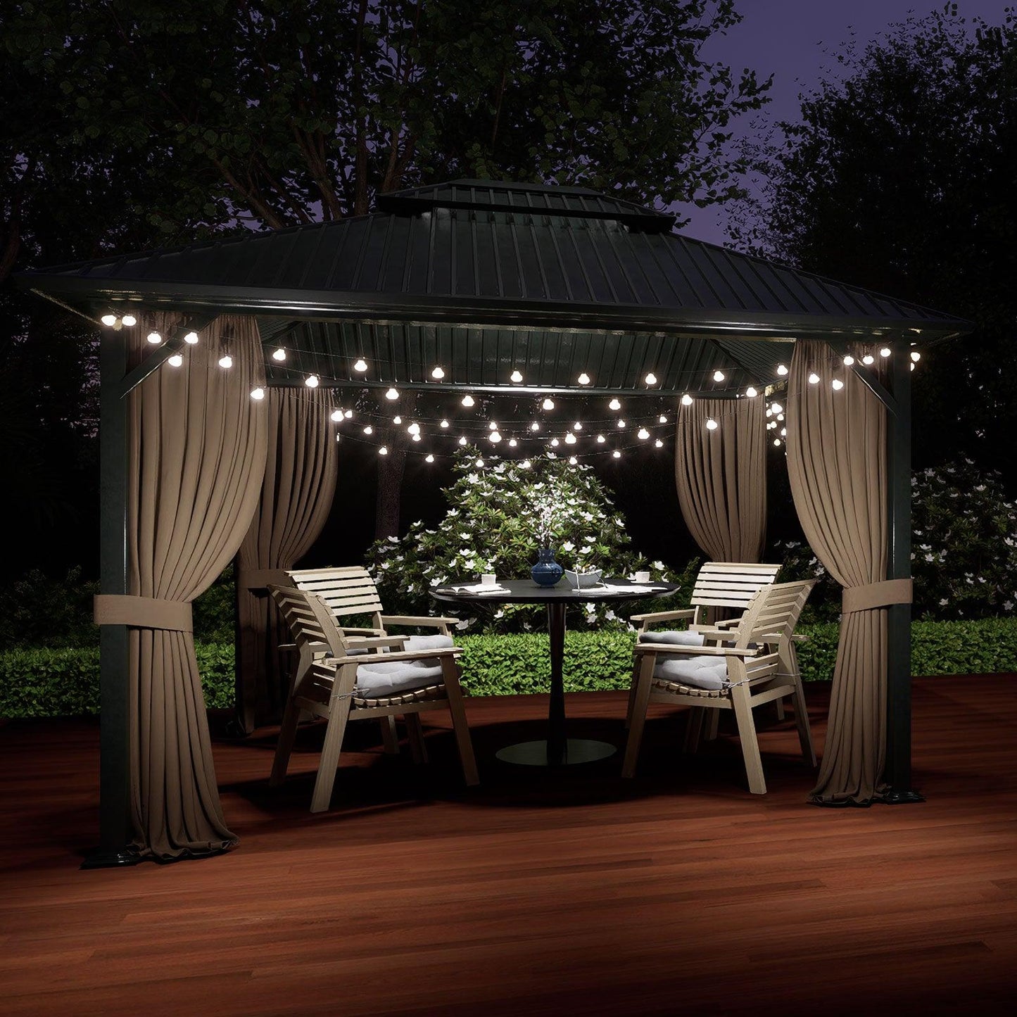 10x10/10x12/10x13/12x12/12x14 ft. Gazebo Curtain Set Protecting Privacy Side Walls 4 Panels (Curtain Only)