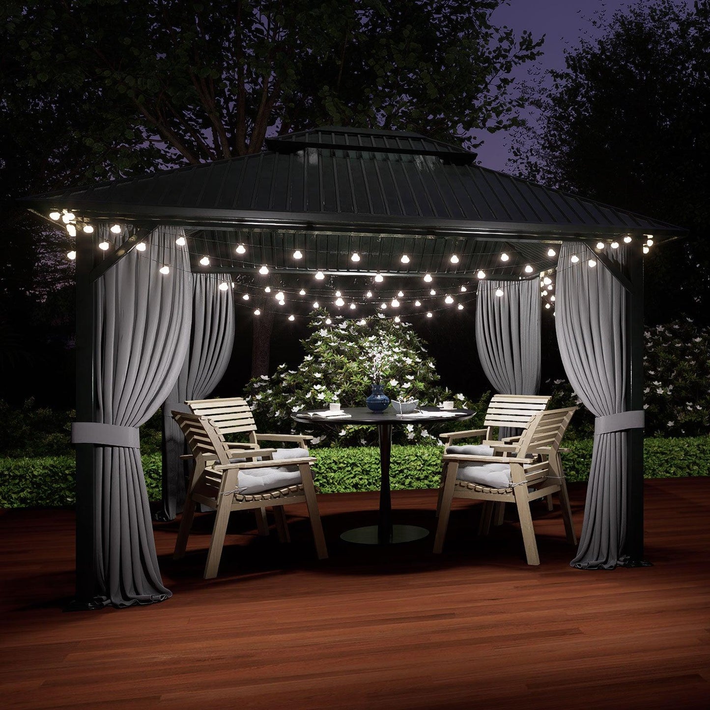 10x10/10x12/10x13/12x12/12x14 ft. Gazebo Curtain Set Protecting Privacy Side Walls 4 Panels (Curtain Only)