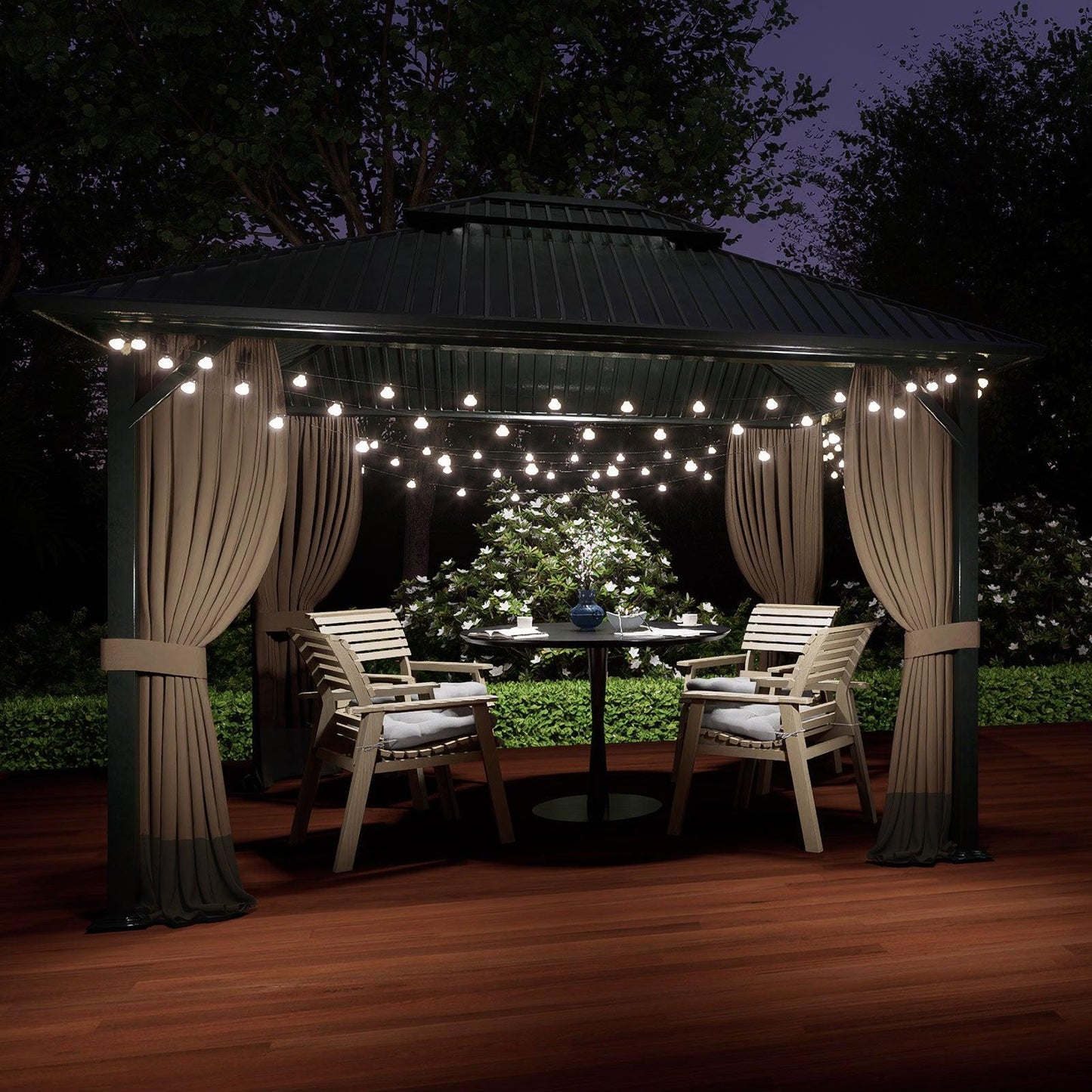 10x10/10x12/10x13/12x12/12x14 ft. Gazebo Curtain Set Protecting Privacy Side Walls 4 Panels (Curtain Only)