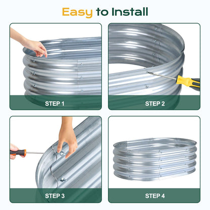 35(L)x24(W)x12(H)inch Galvanized Raised Garden Bed Kit, 2Pcs Outdoor Garden Planter Oval Large Boxes for Vegetables, Flowers, Herbs - Silver Aoodor