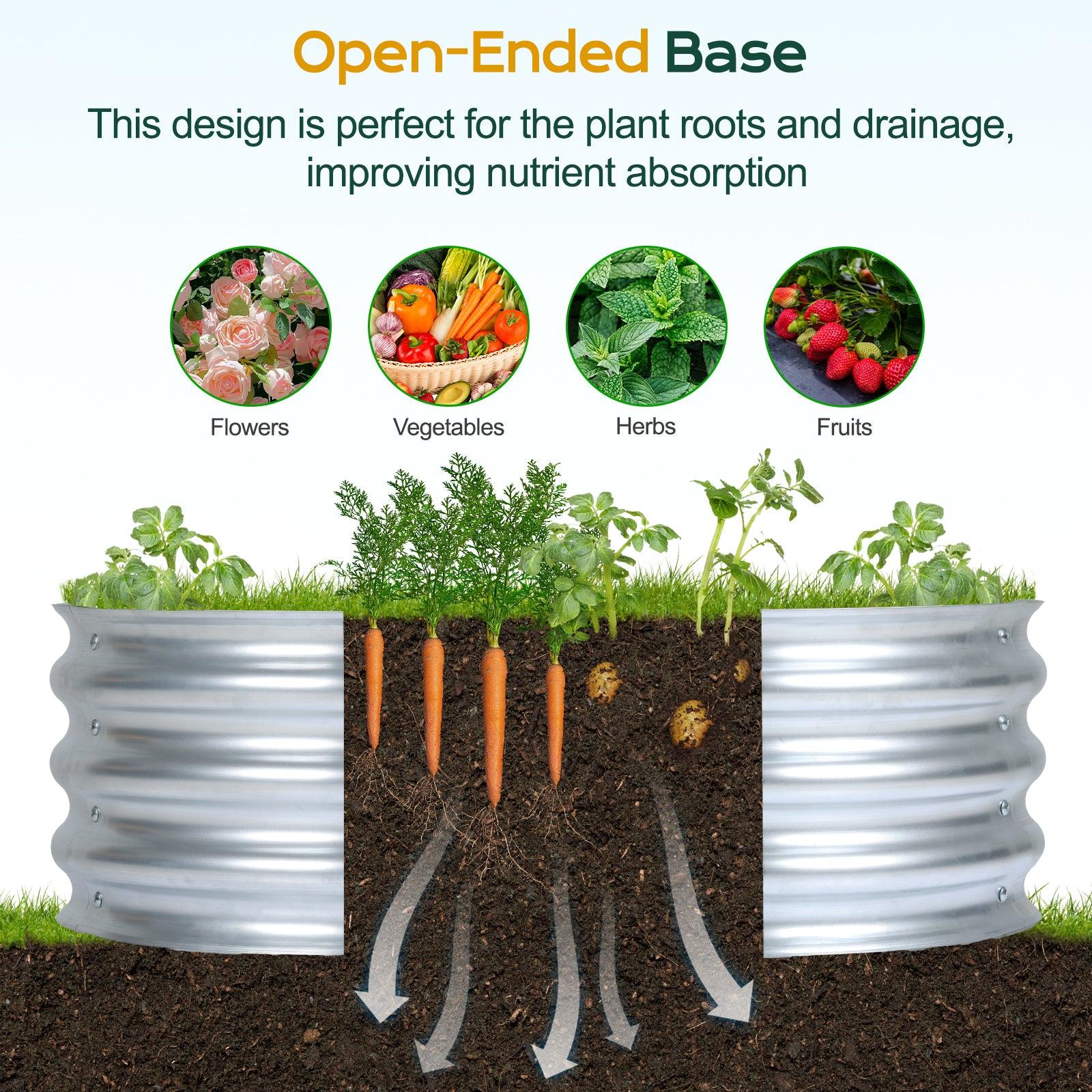 35(L)x24(W)x12(H)inch Galvanized Raised Garden Bed Kit, Outdoor Garden Planter Oval Large Boxes for Vegetables, Flowers, Herbs - Silver Aoodor