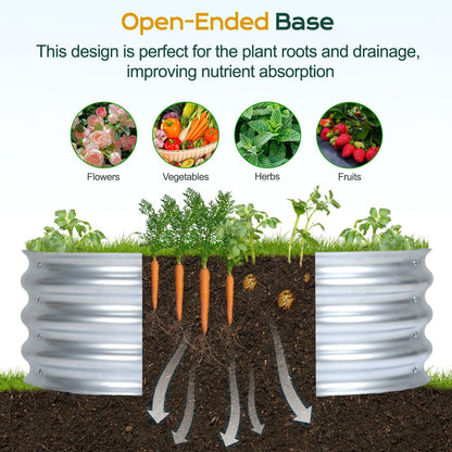 35(L)x24(W)x12(H)inch Galvanized Raised Garden Bed Kit, Outdoor Garden Planter Oval Large Boxes for Vegetables, Flowers, Herbs - Silver Aoodor