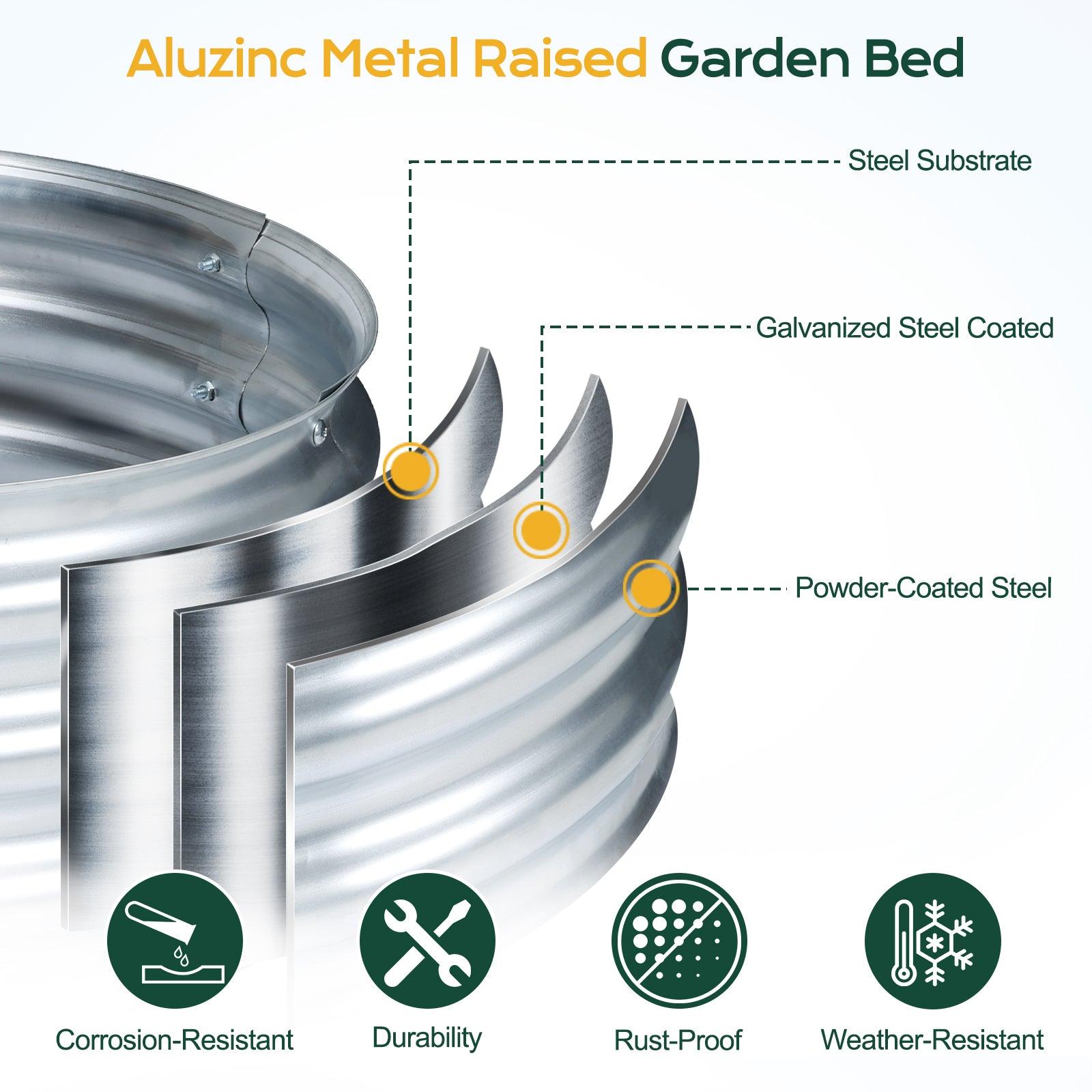 35(L)x24(W)x12(H)inch Galvanized Raised Garden Bed Kit, Outdoor Garden Planter Oval Large Boxes for Vegetables, Flowers, Herbs - Silver Aoodor