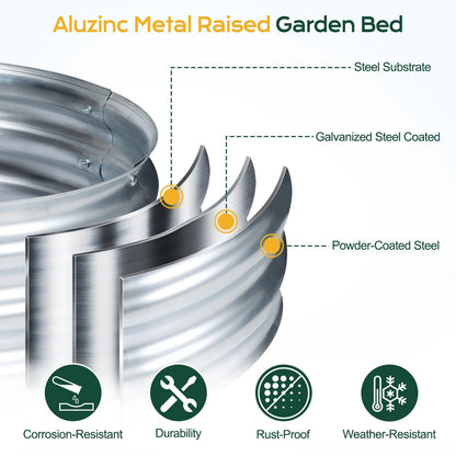 35(L)x24(W)x12(H)inch Galvanized Raised Garden Bed Kit, Outdoor Garden Planter Oval Large Boxes for Vegetables, Flowers, Herbs - Silver Aoodor